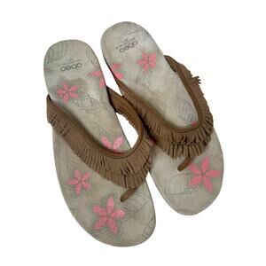 NEW ABEO BIO SYSTEM Women's 11 N Fringe Vibram Walking Flip Flop Sandal Natural
